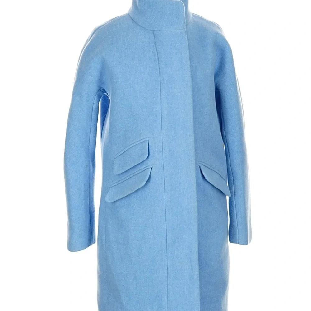 J. Crew Cocoon Coat In Italian Stadium Cloth Nello Gori Blue Women’s Size 2 EUC